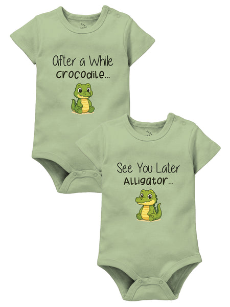 After a While Crocodile/See You Later Alligator Twin Onesies Set