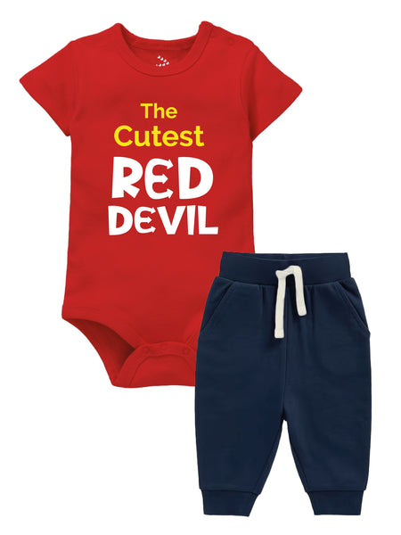 The Cutest Red Devil  - Onesie And Joggers Set