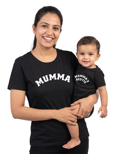 Mumma & Mumma's Bestie Mumma & Baby Matching Outfit - T-Shirt and Romper