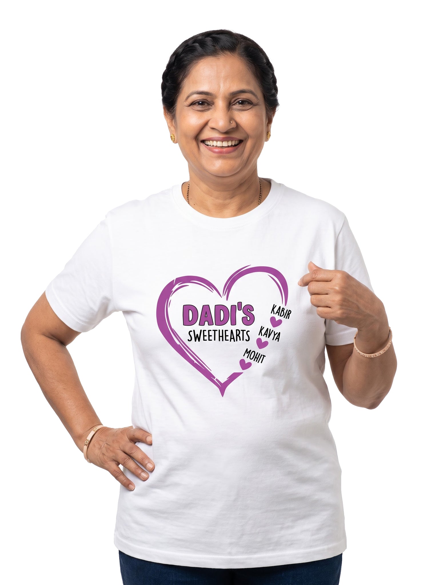 Customized Dadi's Sweethearts with Kids Names - Adult T-Shirt