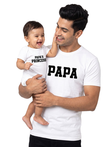 Papa & Papa's Prince/Princess Father & Baby Matching Outfit - T-Shirt and Romper