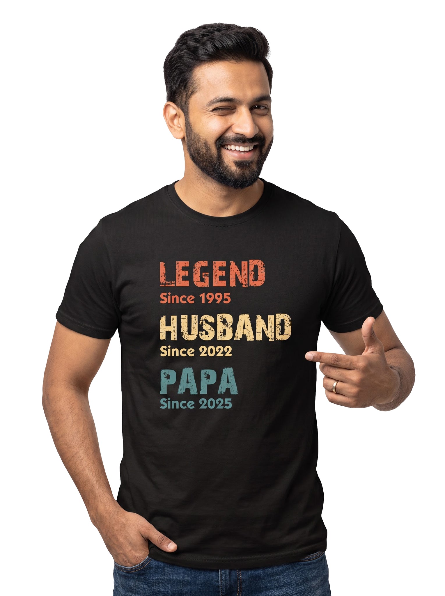 Customized A Legend Husband Papa Since Years mentioned  - Adult T-Shirt