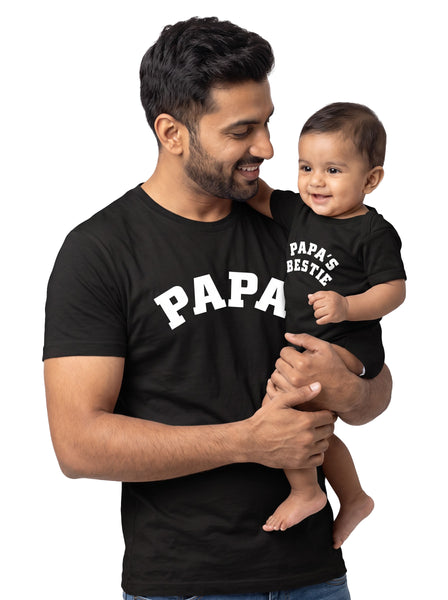 Papa & Papa's Bestie Father & Baby Matching Outfit - T-Shirt and Romper