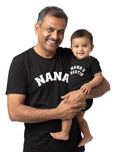 Nana & Nana's Bestie Nana & Baby Matching Outfit - T-Shirt and Romper