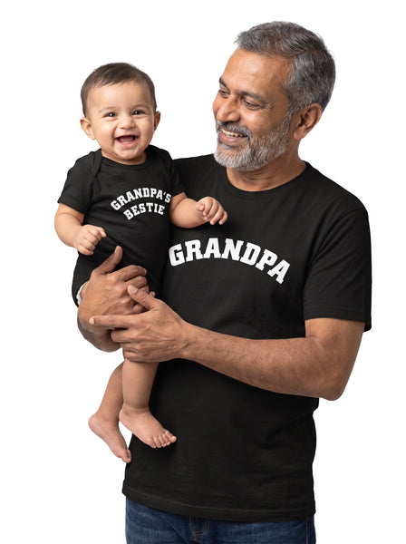 Grandpa & Grandpa's Bestie Grandpa & Baby Matching Outfit - T-Shirt and Romper