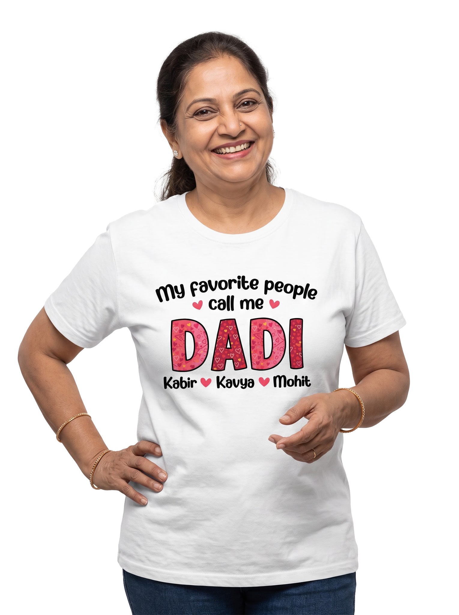 Customized My Favourite People Call me Dadi with Kids Names - Adult T-Shirt