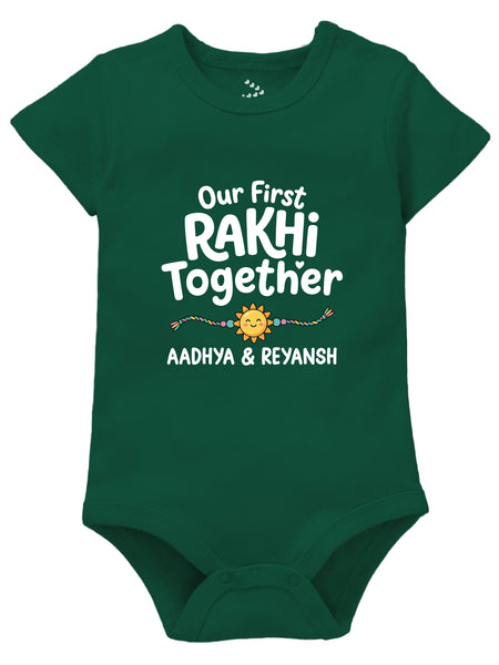 Our First Rakhi Together with Names - Customized Onesies
