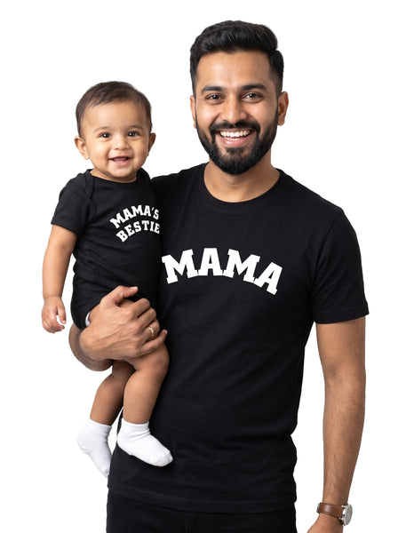 Mama & Mama's Bestie Mama & Baby Matching Outfit - T-Shirt and Romper