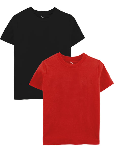 Solid Set of 2- Black and Red 0 Kids Tshirt - Tee