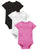 Solid Set of 3- Black White and Pink 0 Baby - Onesie