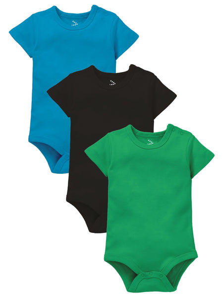 Solid Set of 3- Black Blue and Green 0 Baby - Onesie