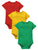 Solid Set of 3- Red Green and Yellow 0 Baby - Onesie