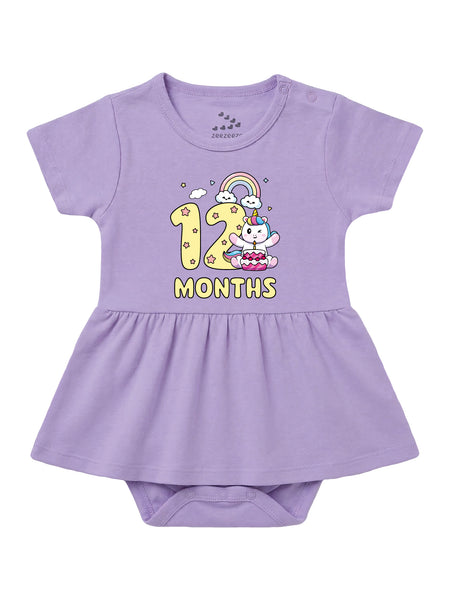 12 Month Birthday Unicorn - Frock Onesie