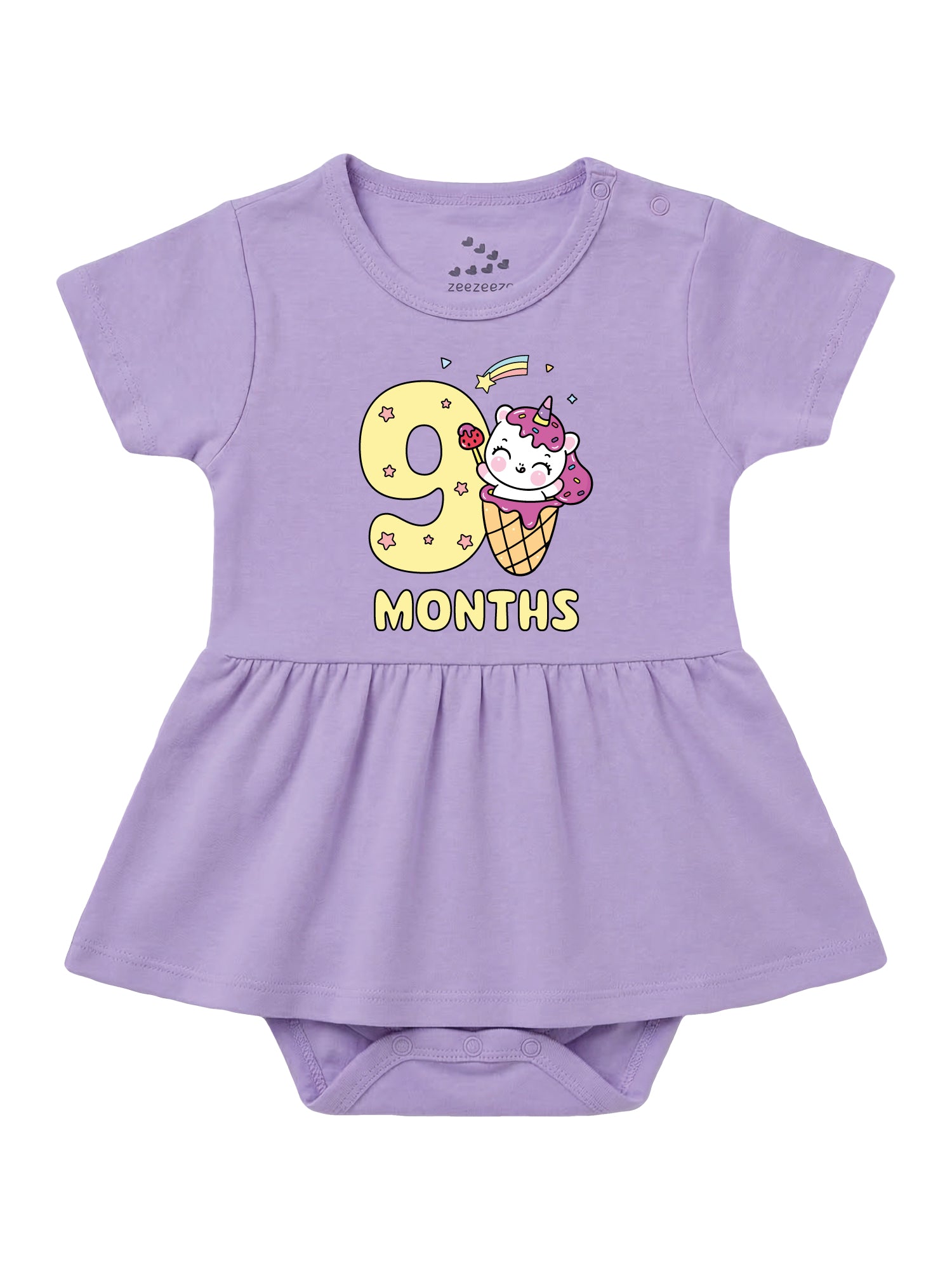 9 Month Birthday Unicorn - Frock Onesie