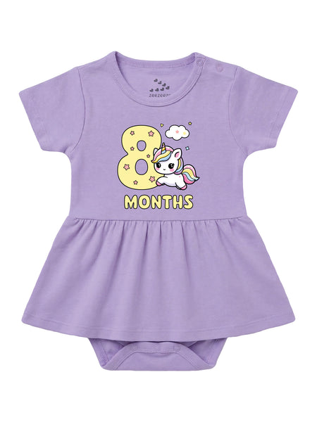 8 Month Birthday Unicorn - Frock Onesie
