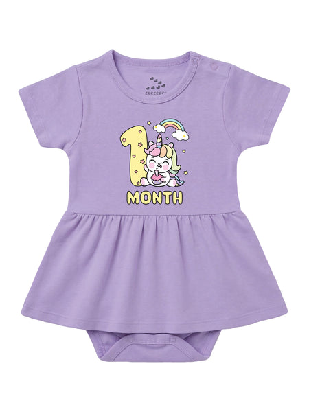 1 Month Birthday Unicorn - Frock Onesie