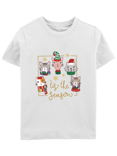 Tis The Season Cats Printed - Tee