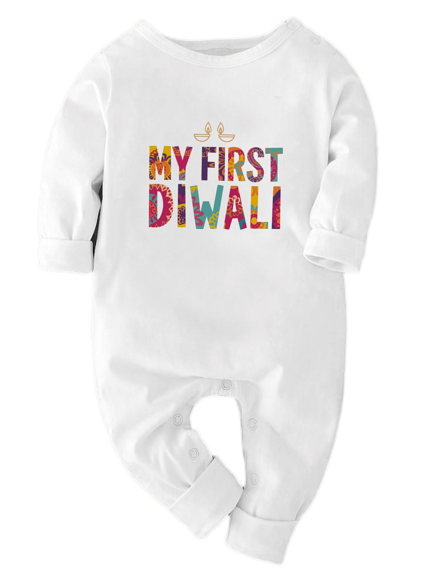 My First Diwali Personalized Name Printed - White Bodysuit