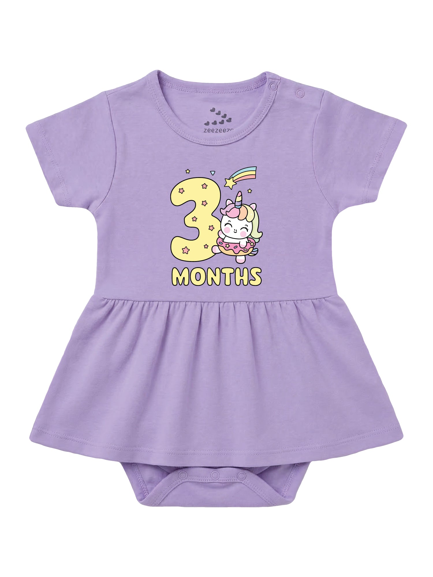 3 Month Birthday Unicorn - Frock Onesie