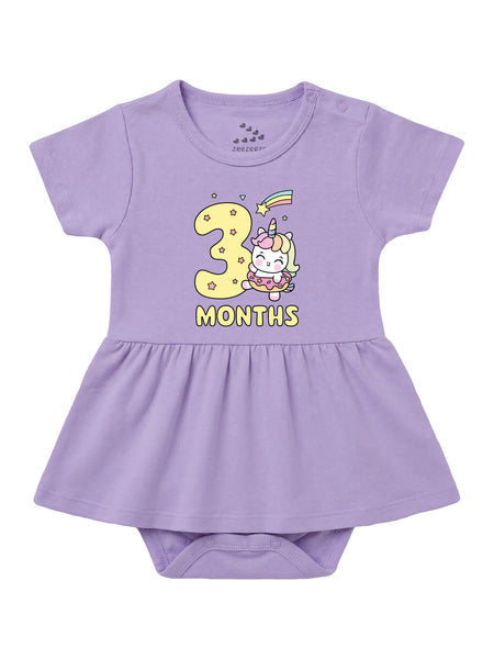 3 Month Birthday Unicorn - Frock Onesie