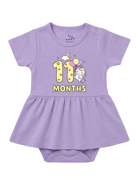 11 Month Birthday Unicorn - Frock Onesie