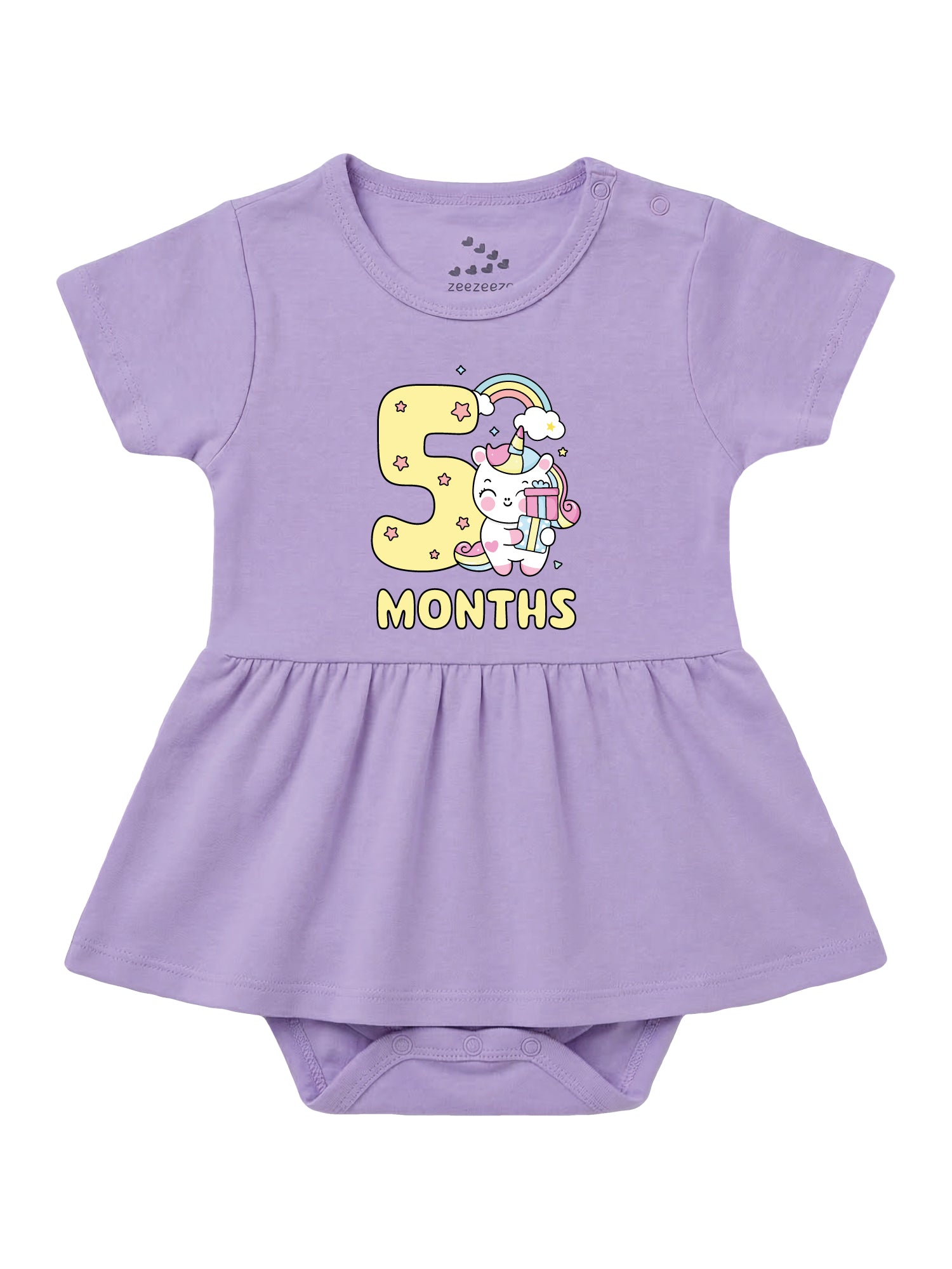 5 Month Birthday Unicorn - Frock Onesie