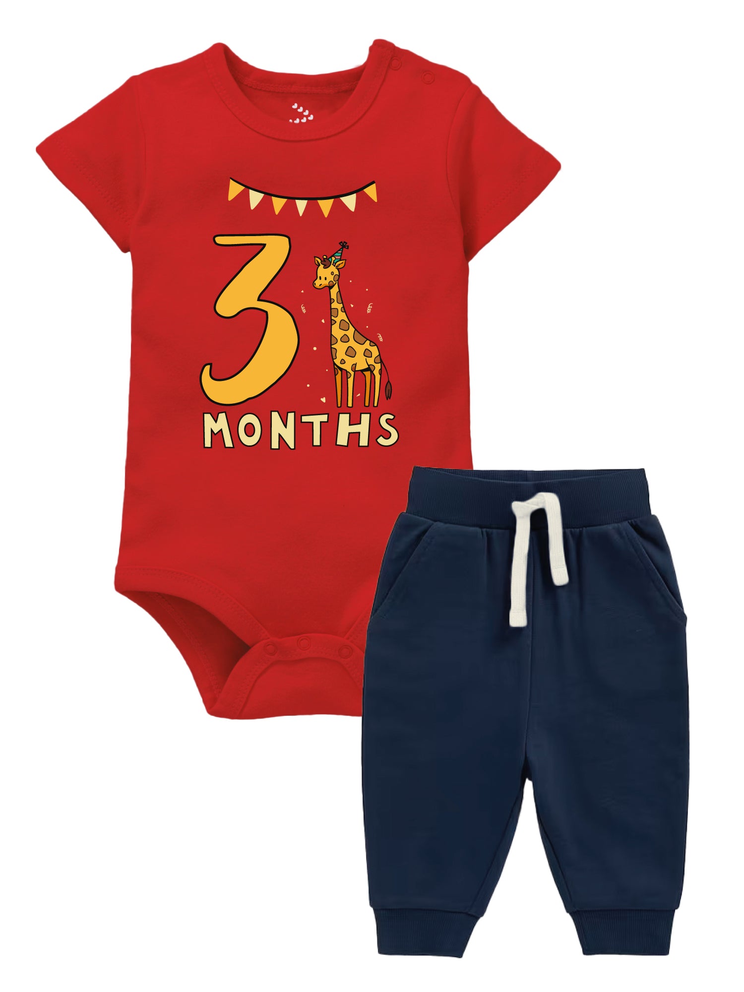 3 Months Animal Theme - Onesie And Joggers Set