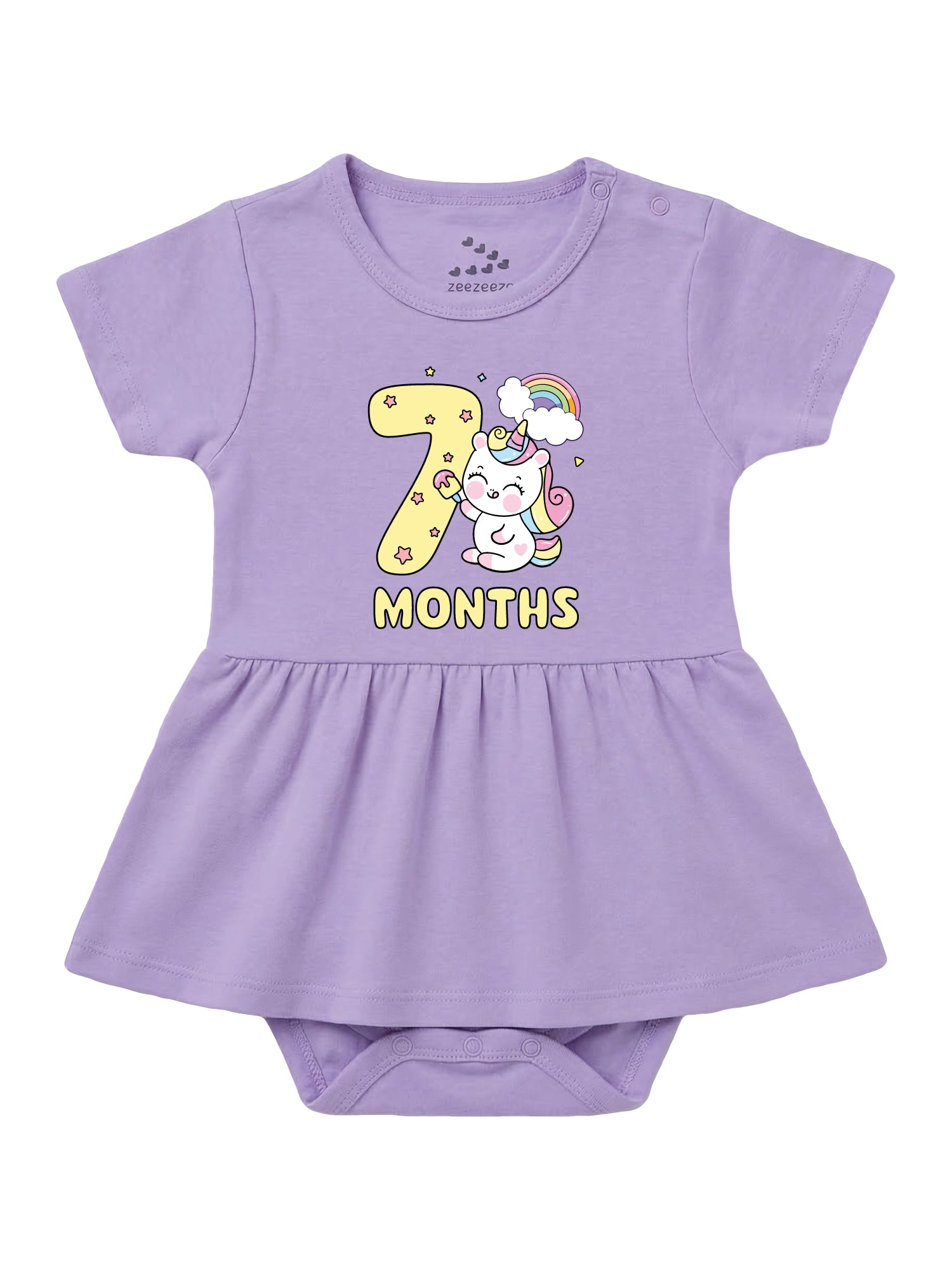 7 Month Birthday Unicorn - Frock Onesie
