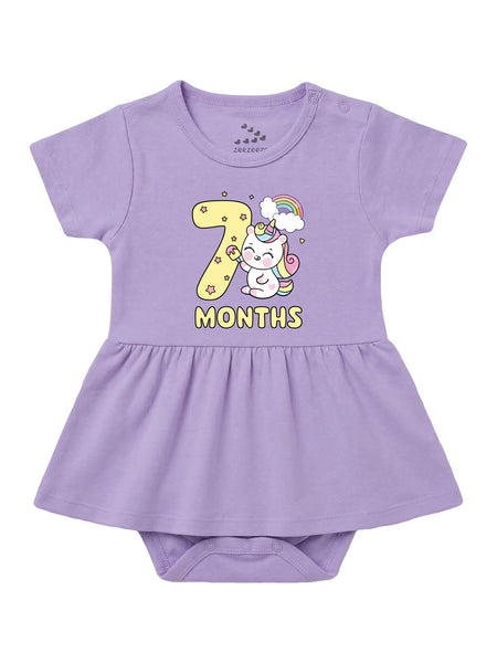 7 Month Birthday Unicorn - Frock Onesie