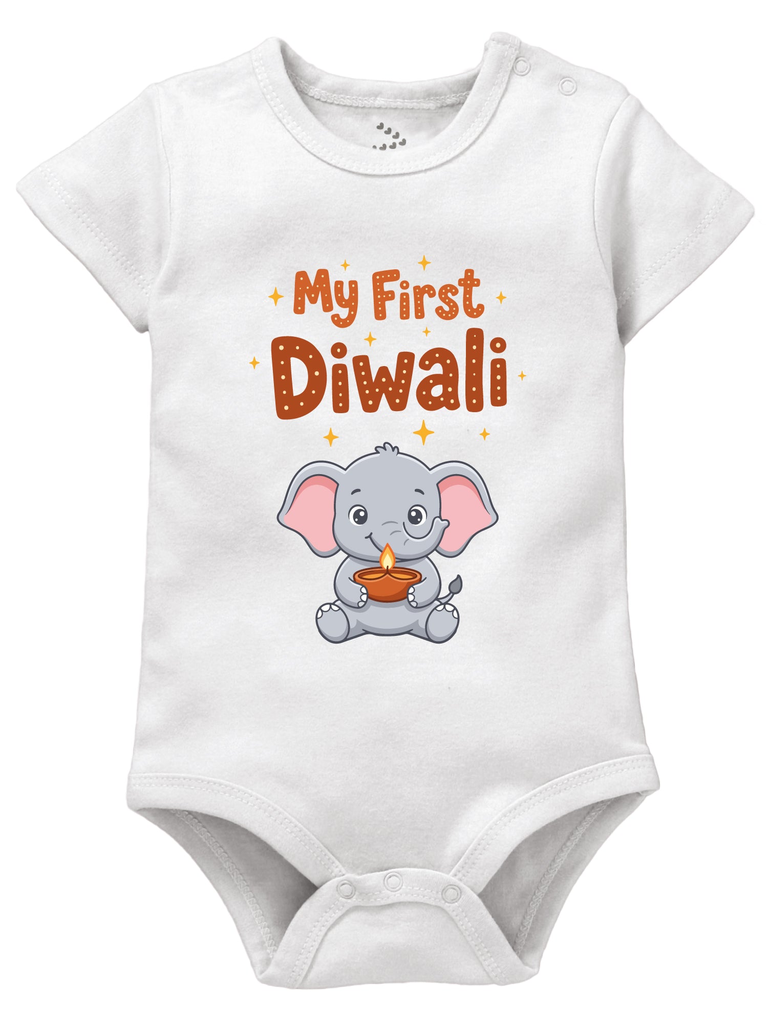 My First Diwali Elephant Printed - Onesie