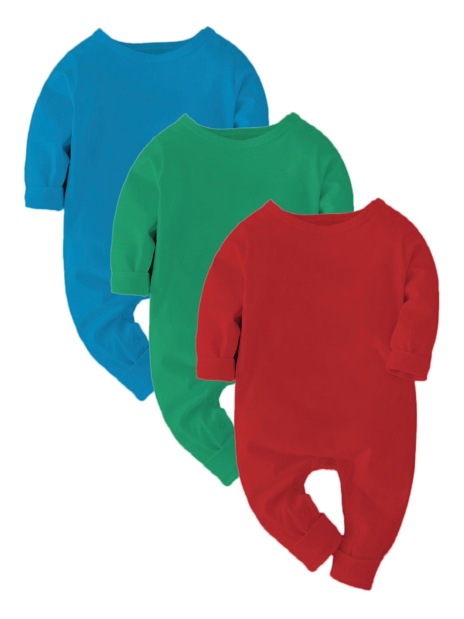 Solid Set of 3- Blue Green and Red - Bodysuit