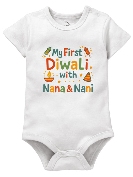 My First Diwali With Nana & Nani  - Onesie