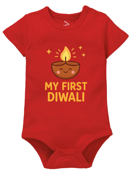 My First Diwali Diya Printed - Onesie