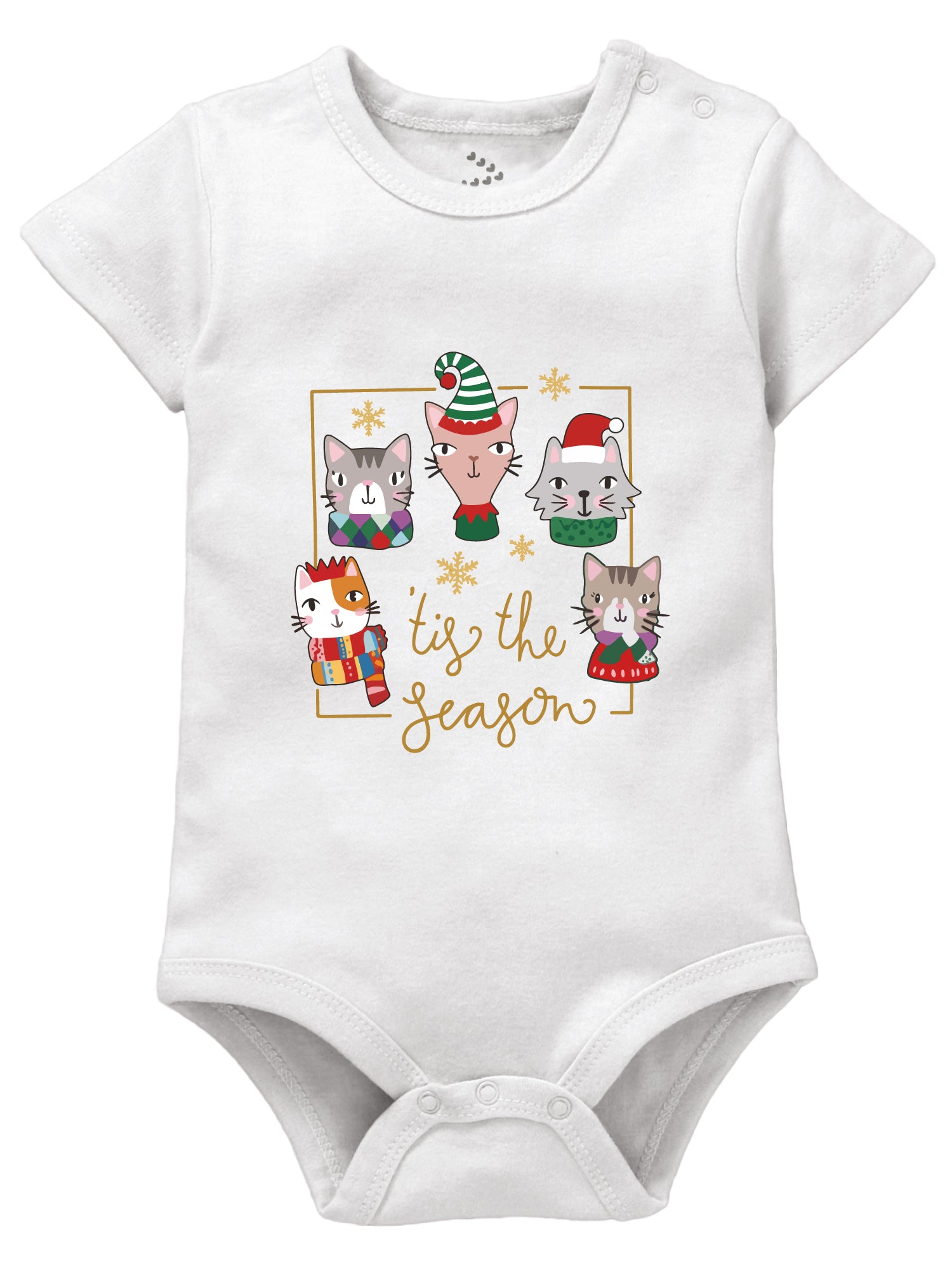Tis The Season Cats Printed - Onesie