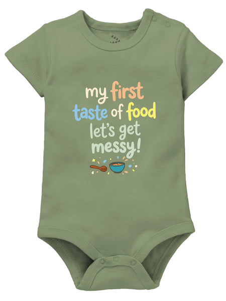 My First Taste of Food Let's Get Messy Printed Annaprashan Theme - Onesie