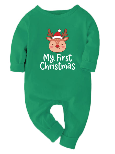My First Christmas Deer Printed - Full Sleeve Bodysuit