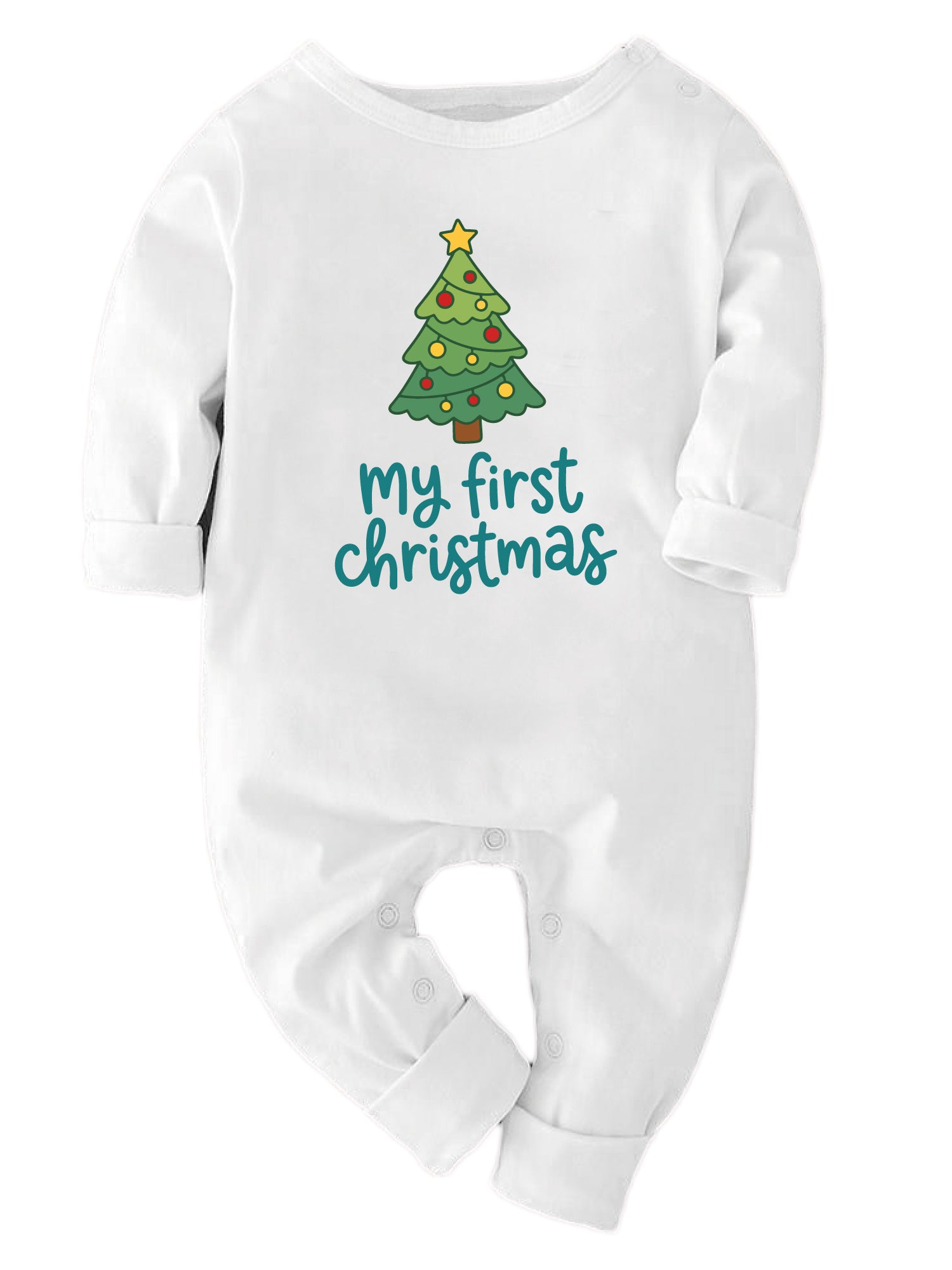 My First Christmas Tree Printed - Full Sleeve Bodysuit