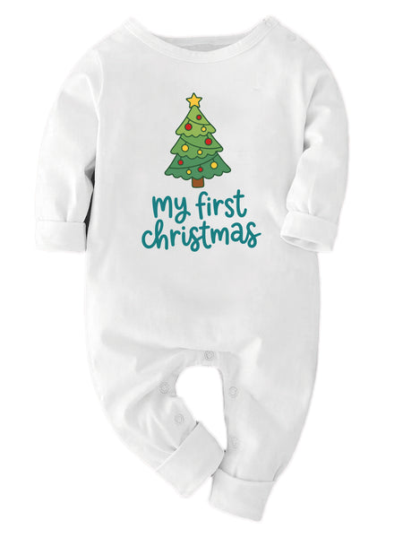 My First Christmas Tree Printed - Full Sleeve Bodysuit