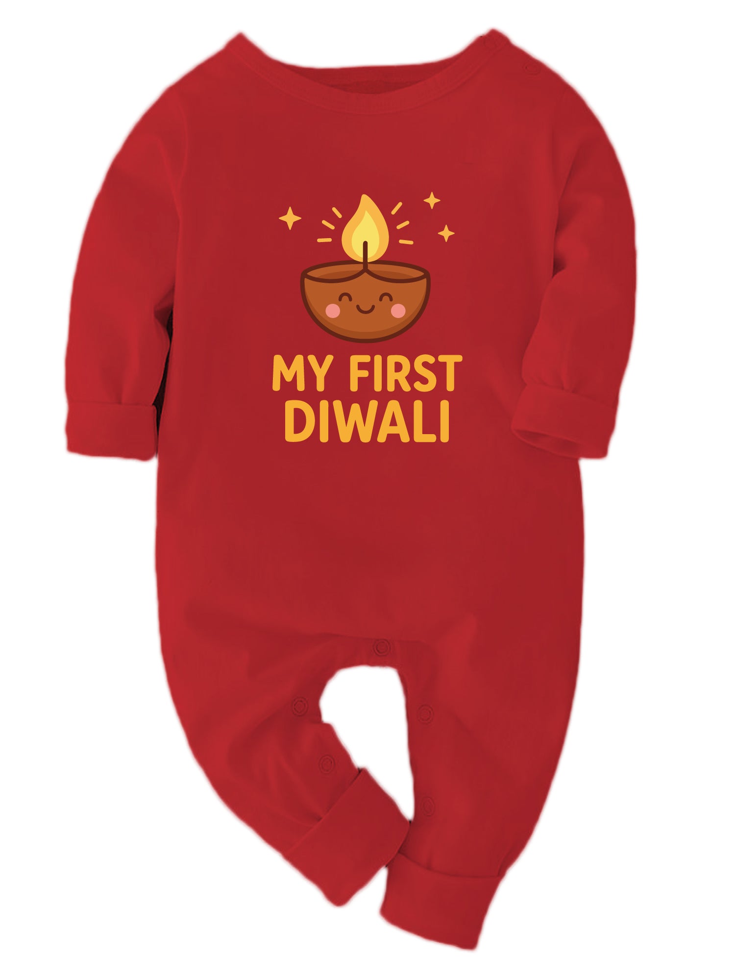 My First Diwali Diya Printed - Red Bodysuit