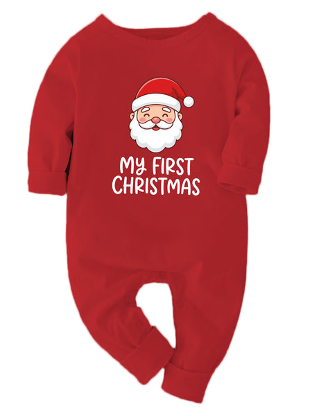 My First Christmas Santa Printed - Full Sleeve Bodysuit