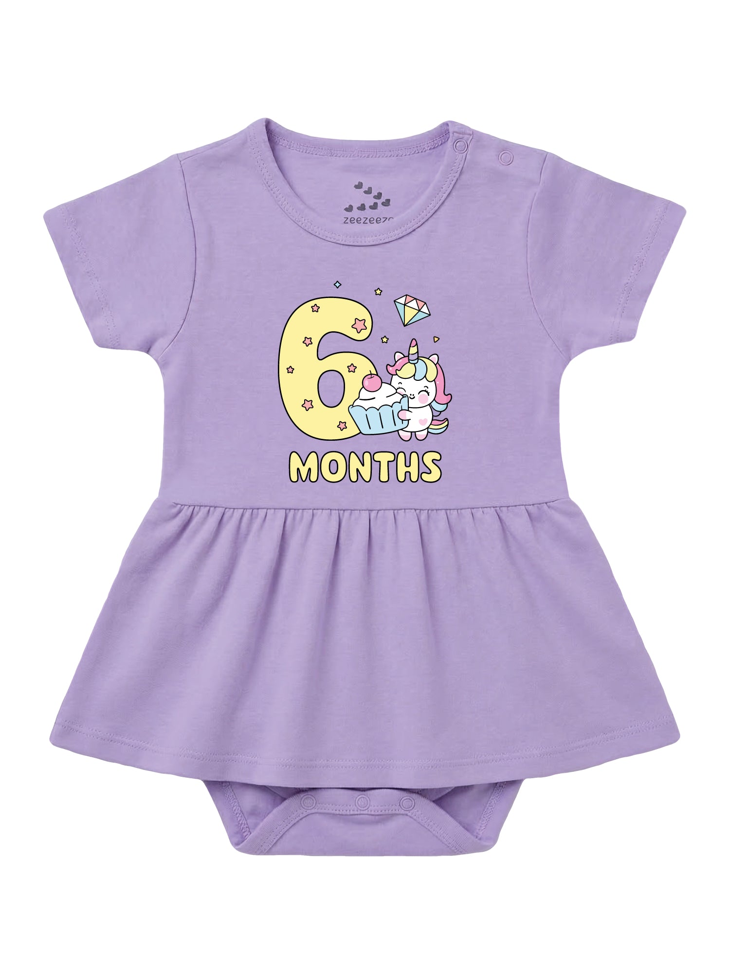 6 Month Birthday Unicorn - Frock Onesie