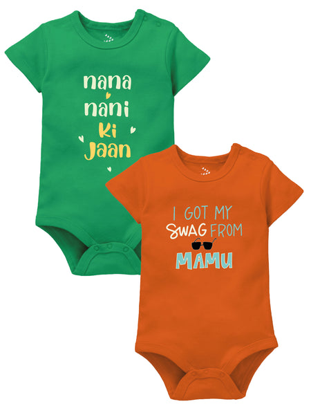 Set of 2 - Nana Nani Ki Jaan And Swag From Mamu - Onesie