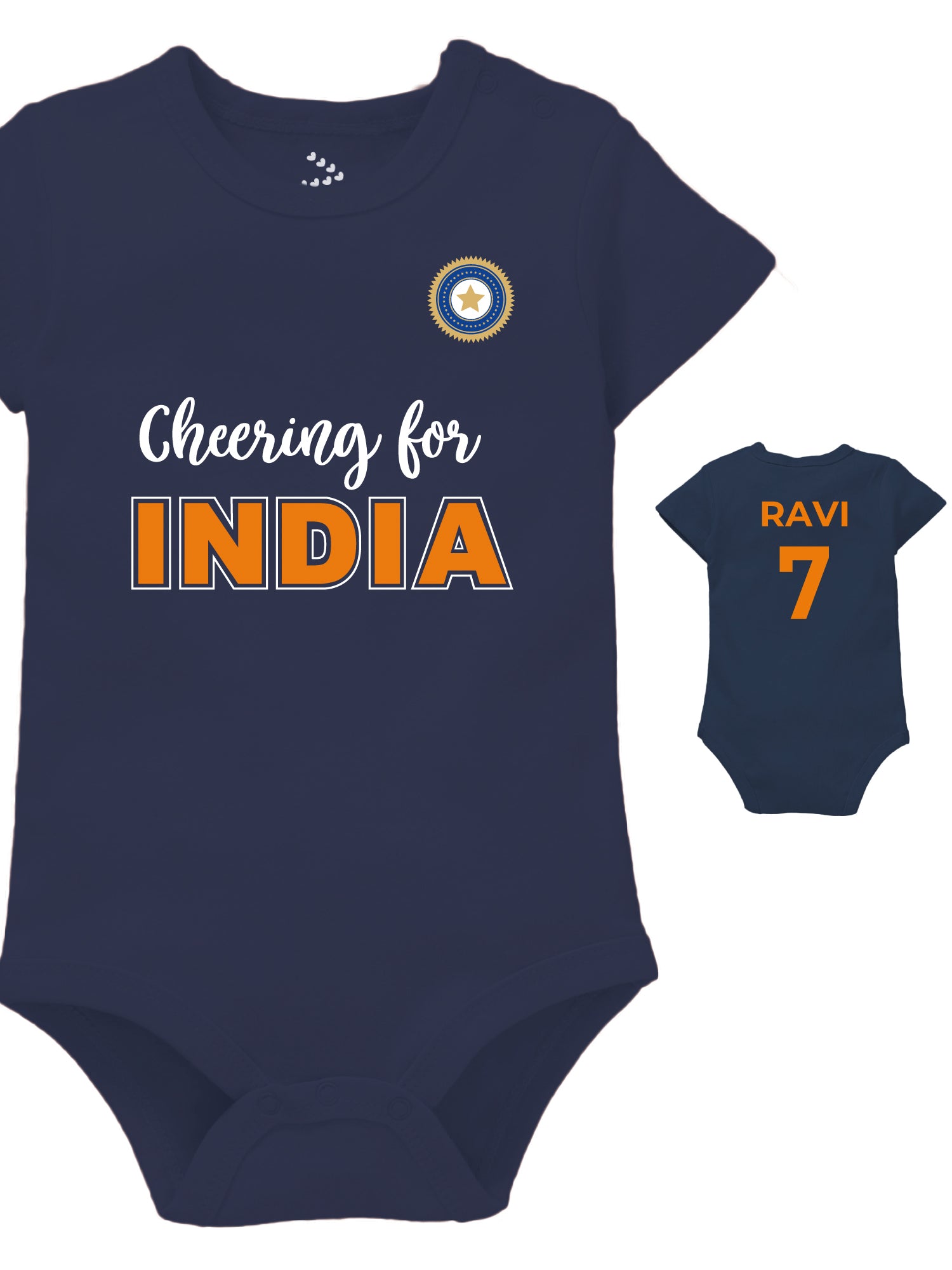 Cheering for India Cricket Onesie, customized Independence Day Outfits/rompers/Bodysuits/dresses for baby girls and boys.