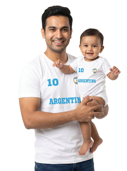 Argentina Football Father & Baby Matching Outfit - T-Shirt and Romper