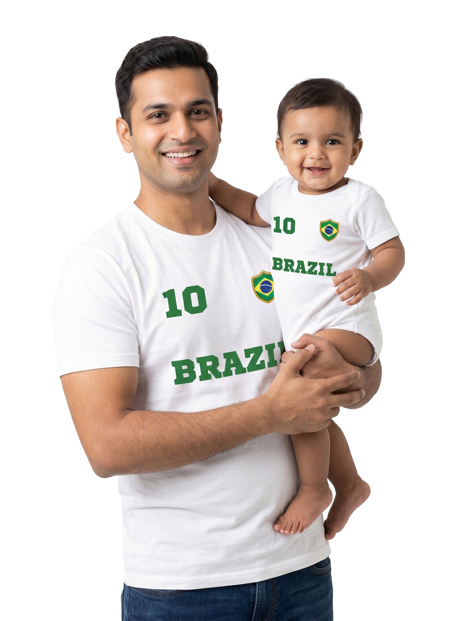 Brazil Football Father & Baby Matching Outfit - T-Shirt and Romper