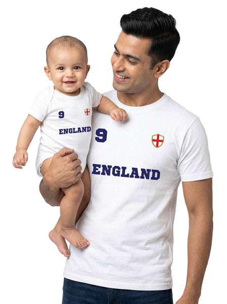 England Football Father & Baby Matching Outfit - T-Shirt and Romper