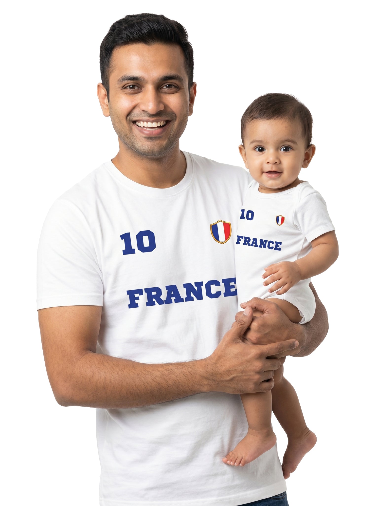 France Football Father & Baby Matching Outfit - T-Shirt and Romper