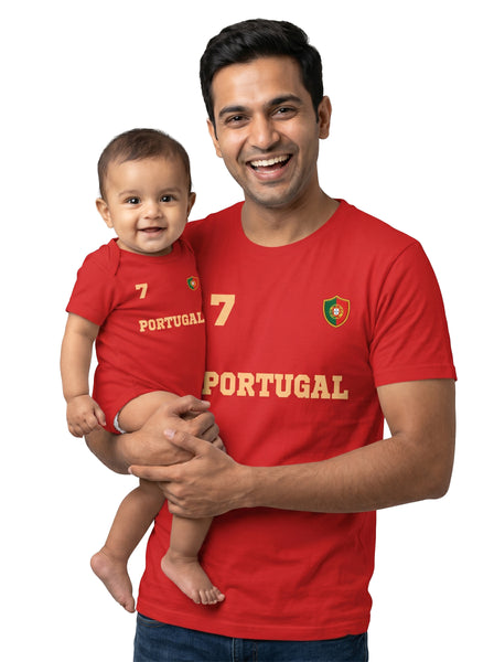 Portugal Football Father & Baby Matching Outfit - T-Shirt and Romper