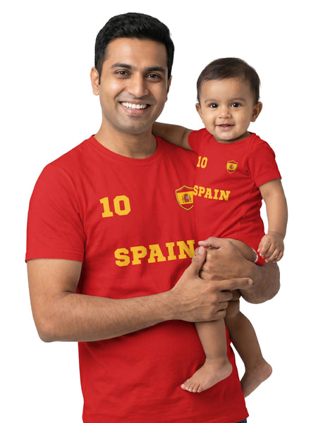 Spain Football Father & Baby Matching Outfit - T-Shirt and Romper