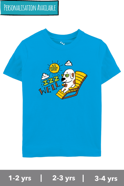 All-is-well-3-idiots-inspired-tshirt-doggy-on-beach-blue-kids-india